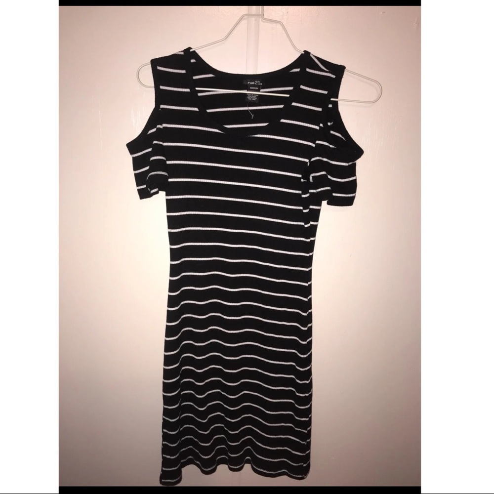 Black and white striped dress